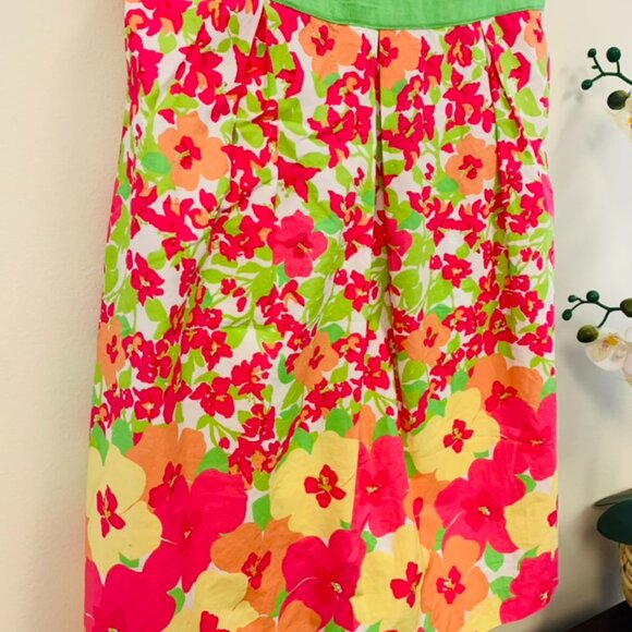 LILLY PULITZER BETSEY DRESS CLASSIC WHITE FALLING FOR YOU FLORAL Strapless Sz 6 - Picture 2 of 3